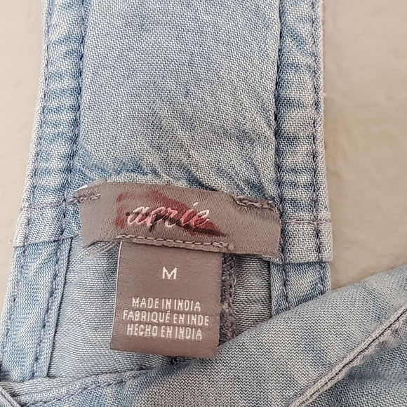 Aerie Chambray Overall Coverall Bib Jumpsuit Beachy Boho Blue Womens Size Medium - Picture 5 of 9